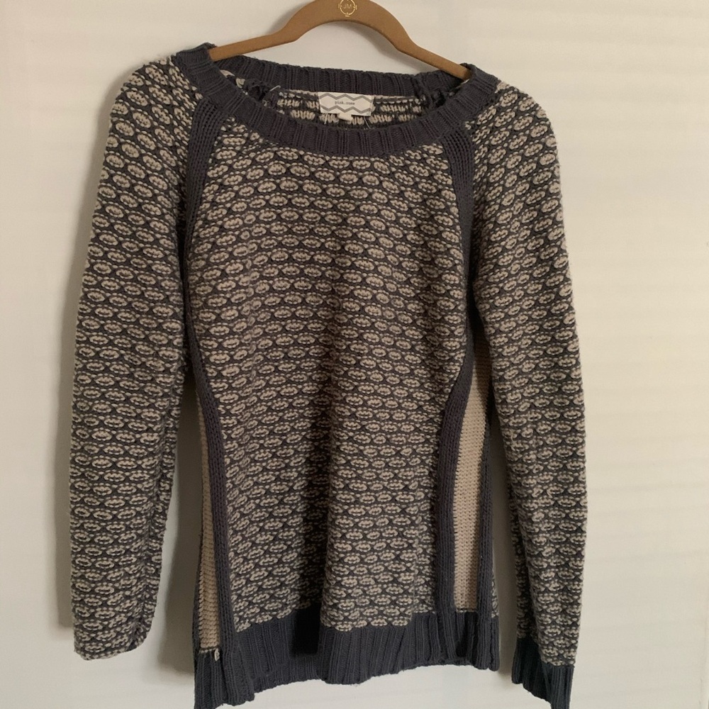 Pink Rose Gray and Cream Long Sleeve Sweater